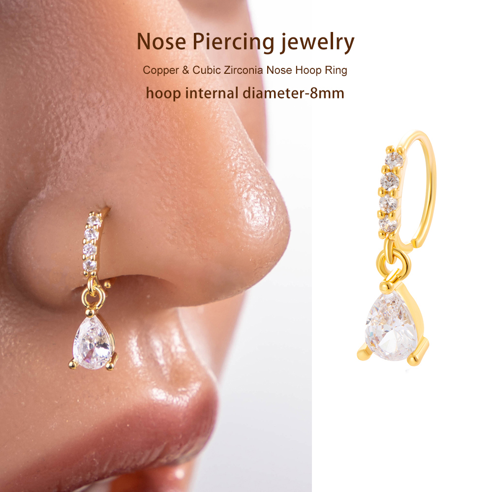 1 Pièce De Piercing De Nez En Zircon Couleur Cuivre Doré Image4