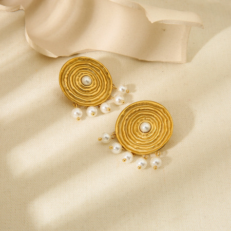 Boucles d'oreilles pendantes pour femmes, style rétro, à pompons, en acier inoxydable étanche, collection Luxious. 2