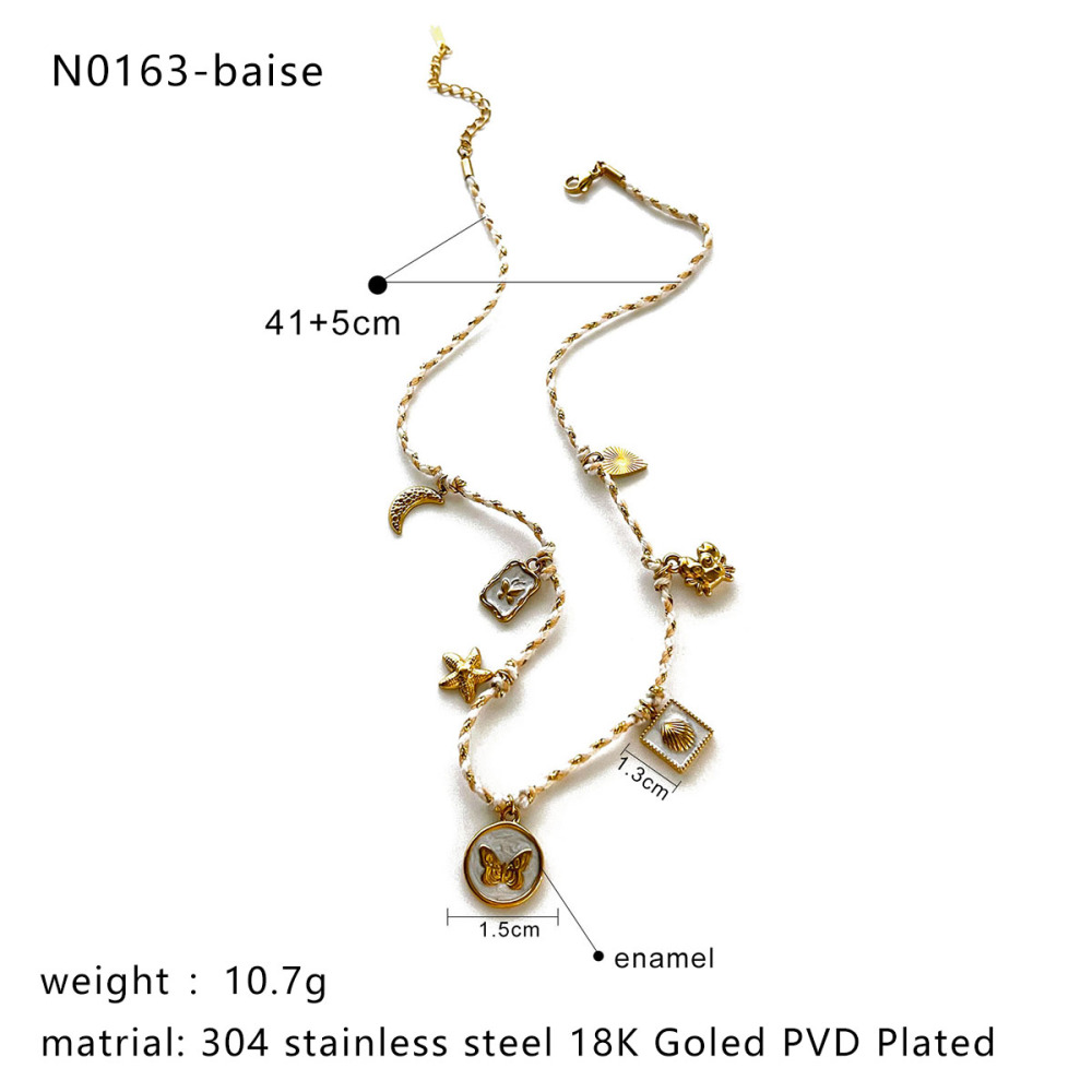 Collier Pendentif Papillon En Acier Inoxydable Étanche Couleur Or (1 Pièce) Image2