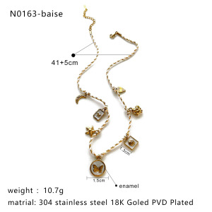 Collier Pendentif Papillon En Acier Inoxydable Étanche Couleur Or (1 Pièce) h5 Image2