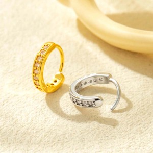 1 Pièce De Piercing De Nez Géométrique En Cuivre Doré Et Zircon Pour Femme h5 Image4
