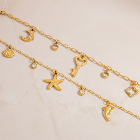 Bracelets à breloques pour femmes, collection Daily Turtle, en acier inoxydable étanche.