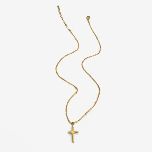 Collier Pendentif Croix En Acier Inoxydable Étanche Couleur Or (1 Pièce) h5