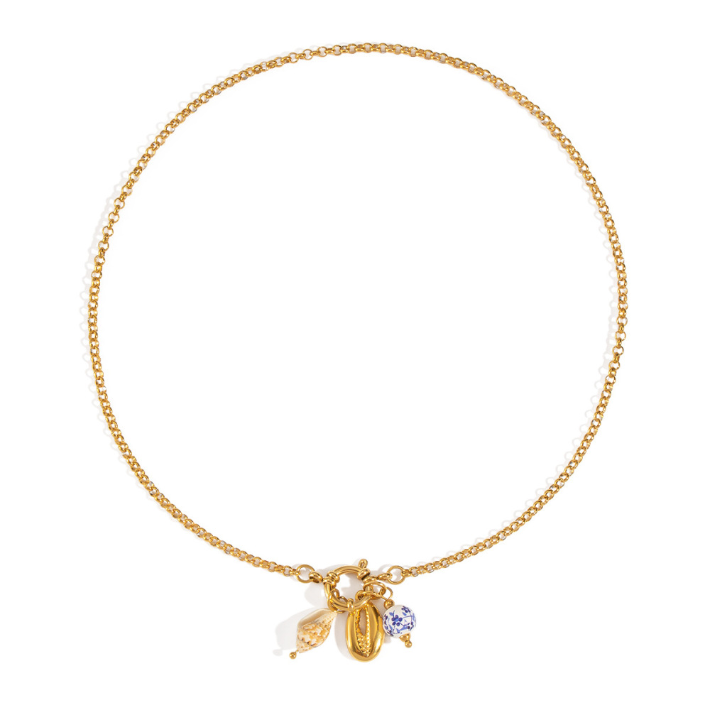 Collier Pendentif En Acier Inoxydable Doré, Étanche, Avec Breloque Coquillage Image5