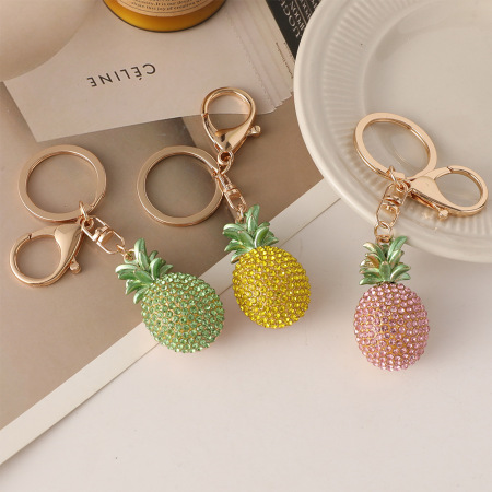Porte-clés en métal, cristal et strass, collection Simple, décontracté, fruit. 2