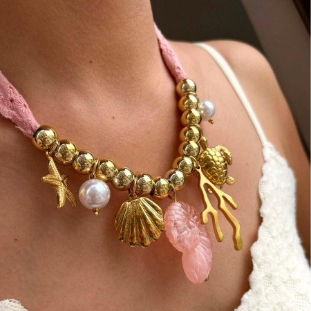 Collier pendentif Oceanic en acier inoxydable étanche couleur or (1 pièce) 2