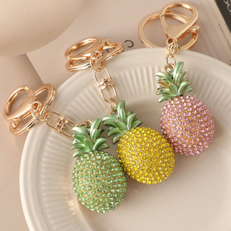 Porte-clés en métal, cristal et strass, collection Simple, décontracté, fruit.