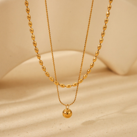 1 paire de colliers superposés géométriques simples pour femme, en acier inoxydable étanche, à porter au quotidien