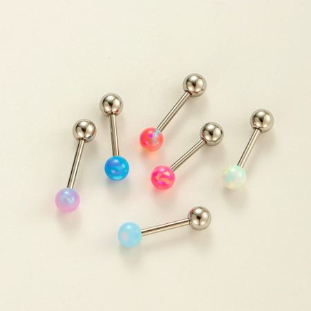 Boucles d'oreilles piercing femme, rondes, en acier inoxydable, étanches, avec opale simple (1 pièce). 2