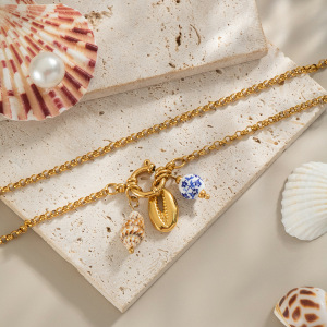 Collier Pendentif En Acier Inoxydable Doré, Étanche, Avec Breloque Coquillage h5 Image3