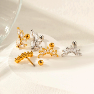 Boucles D'Oreilles Piercing En Zircon Couleur Cuivre Or 1 Pièce h5 Image3