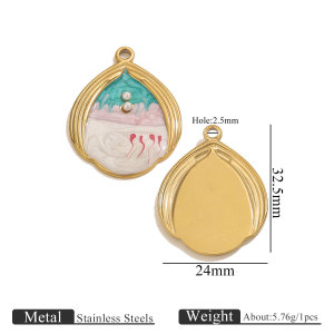 Pendentif Femme En Acier Inoxydable Doré, Étanche, Orné D'Un Coquillage Coloré (1 Pièce) h5 