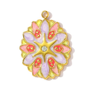 Pendentif Femme Luxueux En Acier Inoxydable Doré, Étanche, À Personnaliser Soi-Même, Motif Floral (1 Pièce) h5