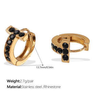1 Paire De Boucles D'Oreilles Créoles En Acier Inoxydable Doré, Étanches, En Forme De Croix h5