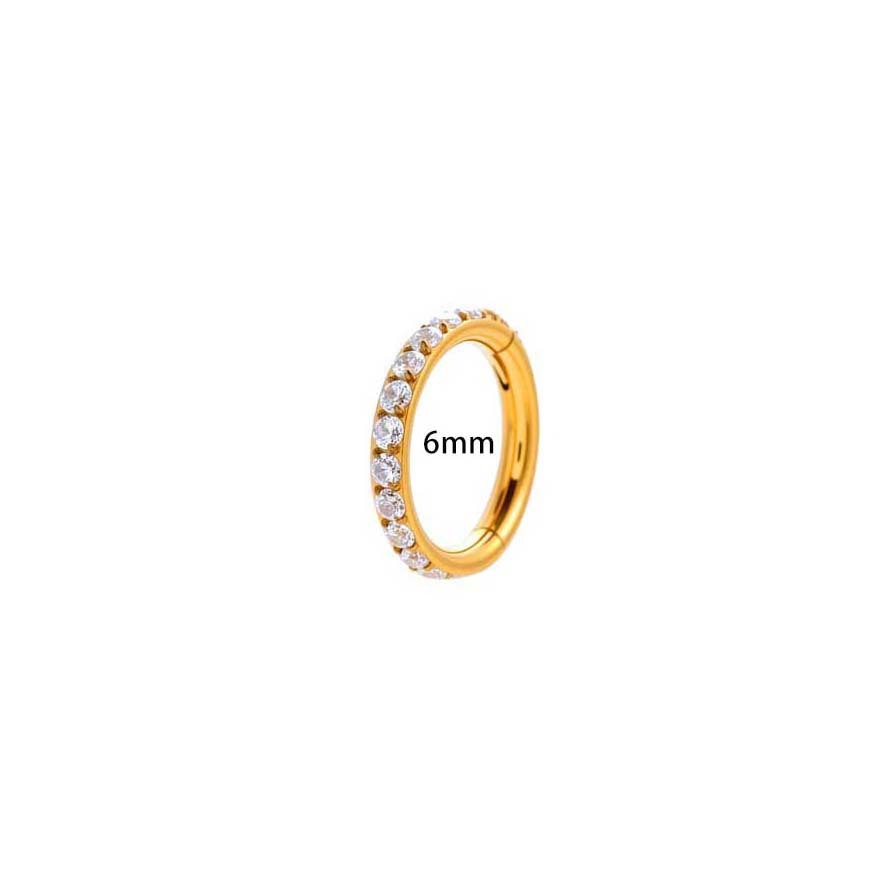 Boucles D'Oreilles Piercing Femme En Acier Inoxydable Doré, Étanches Et Finement Travaillées, Ornées De Zircon. Image2