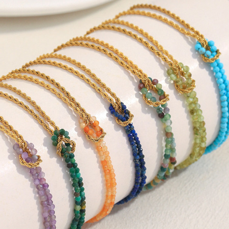 Bracelet Femme En Acier Inoxydable Avec Perles Tendance