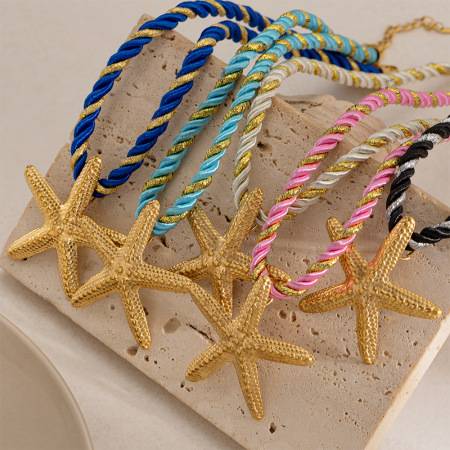 Collier pendentif étoile de mer en acier inoxydable étanche couleur or (1 pièce)