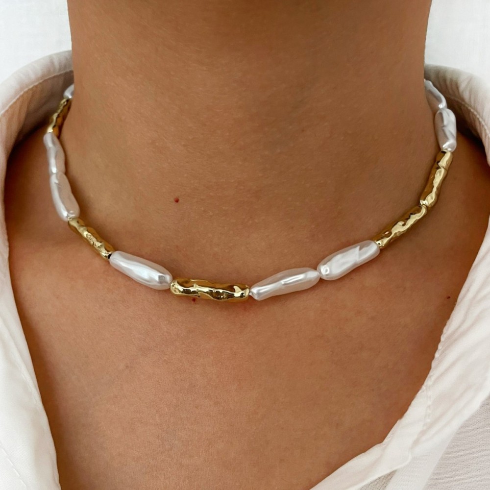 Collier De Perles Couleur Cuivre Et Or 1 Pièce Image3