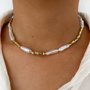 Collier De Perles Couleur Cuivre Et Or 1 Pièce h5 Image3
