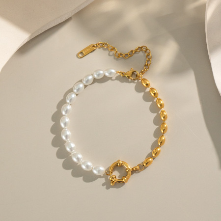 Bracelet élégant en acier inoxydable étanche avec perles (1 pièce)