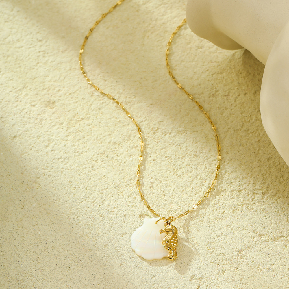 Colliers Pendentifs Pour Femmes En Acier Inoxydable Étanche Couleur Or, Motif Tortue De Vacances Image4