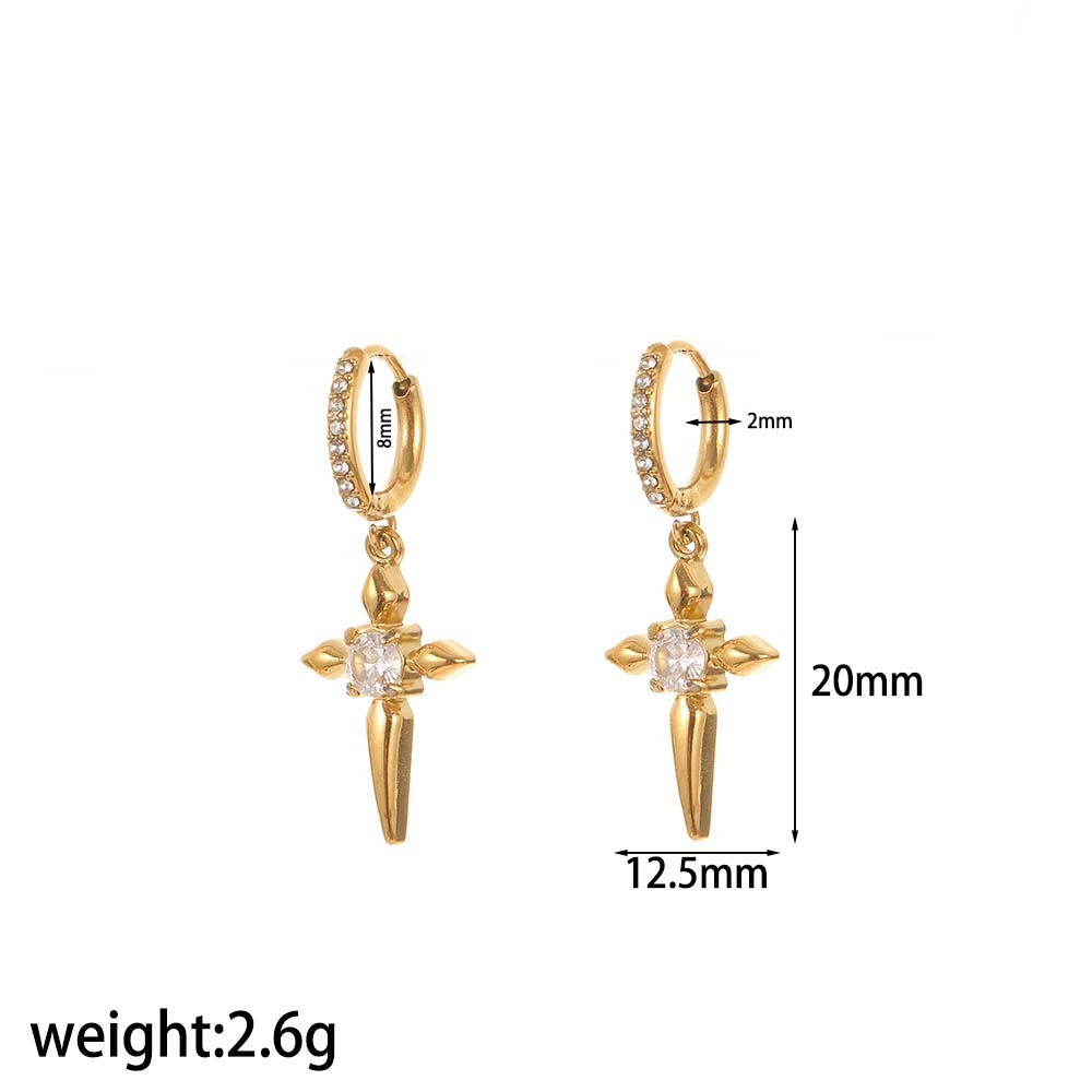 1 Paire De Boucles D'Oreilles Pendantes Oceanic En Acier Inoxydable Étanche Couleur Or 