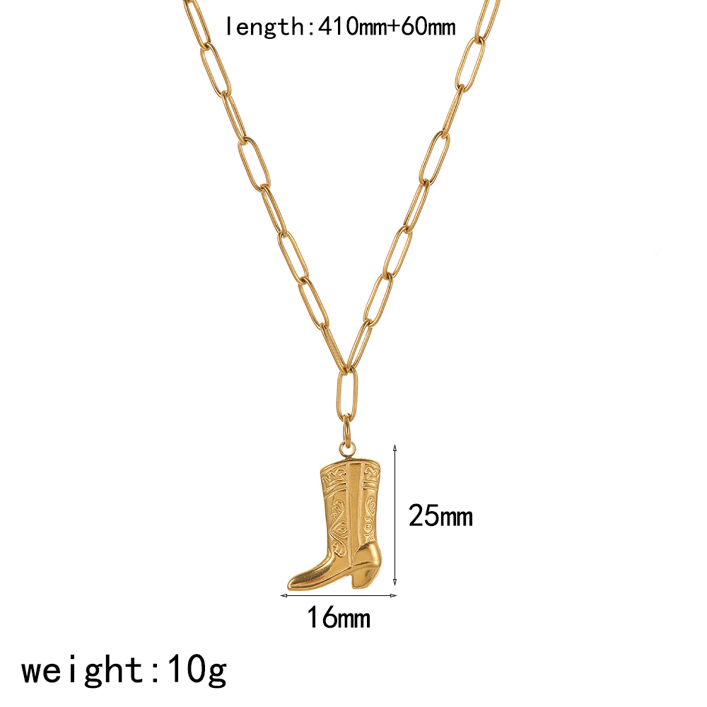 Collier Pendentif En Acier Inoxydable Couleur Or, 1 Pièce, En Forme De Botte 