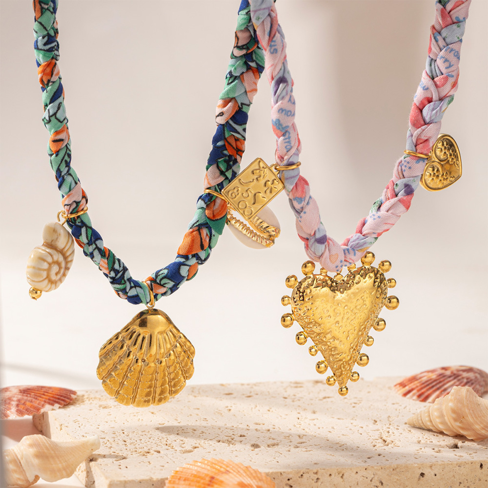 Collier Pendentif Coquillage Couleur Or, En Acier Inoxydable Étanche, Pour Vacances Romantiques (1 Pièce) Image3