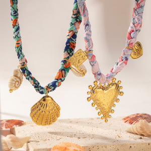 Collier Pendentif Coquillage Couleur Or, En Acier Inoxydable Étanche, Pour Vacances Romantiques (1 Pièce) h5 Image3