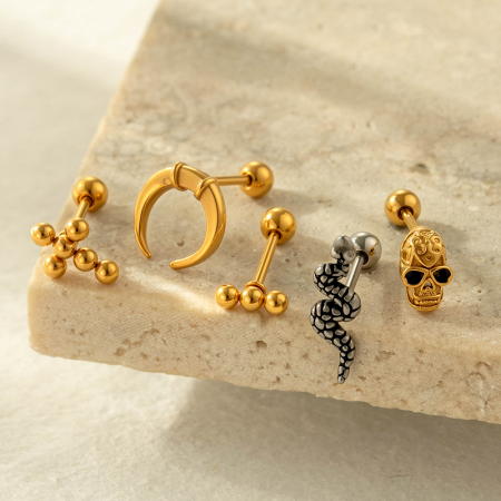 Boucles d'oreilles piercing femme en forme de croix simple, en acier inoxydable étanche, couleur or (1 pièce).