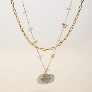 Collier Pendentif Femme En Acier Inoxydable Doré, Motif Poisson Tropical (1 Pièce) h5 Image5