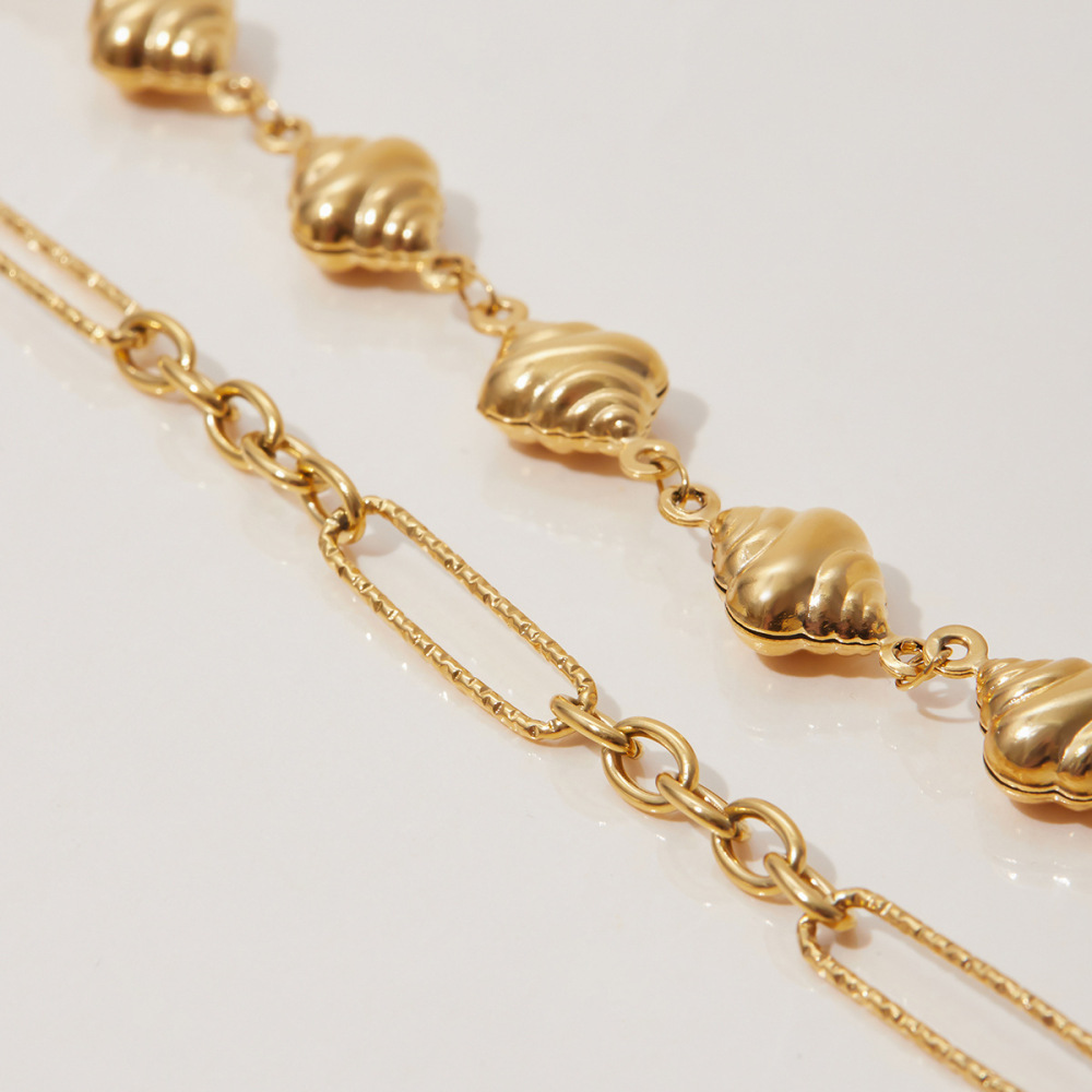 Bracelet À Breloques Pour Femme, Motif Croissant Simple, En Acier Inoxydable Étanche, Couleur Or (1 Pièce). Image8