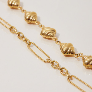 Bracelet À Breloques Pour Femme, Motif Croissant Simple, En Acier Inoxydable Étanche, Couleur Or (1 Pièce). h5 Image8