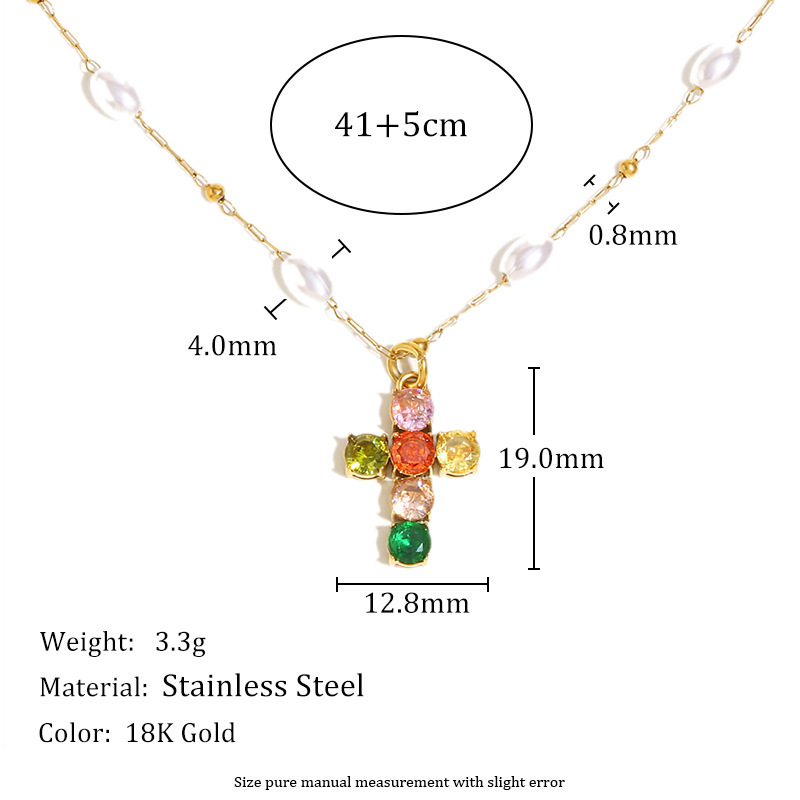 Collier Croix Femme En Acier Inoxydable Étanche, Collection Light Luxury h5Image4