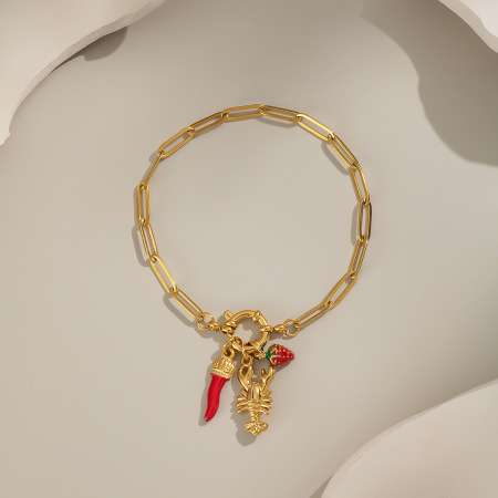 Bracelet à breloques étanche en acier inoxydable avec mousqueton (1 pièce)