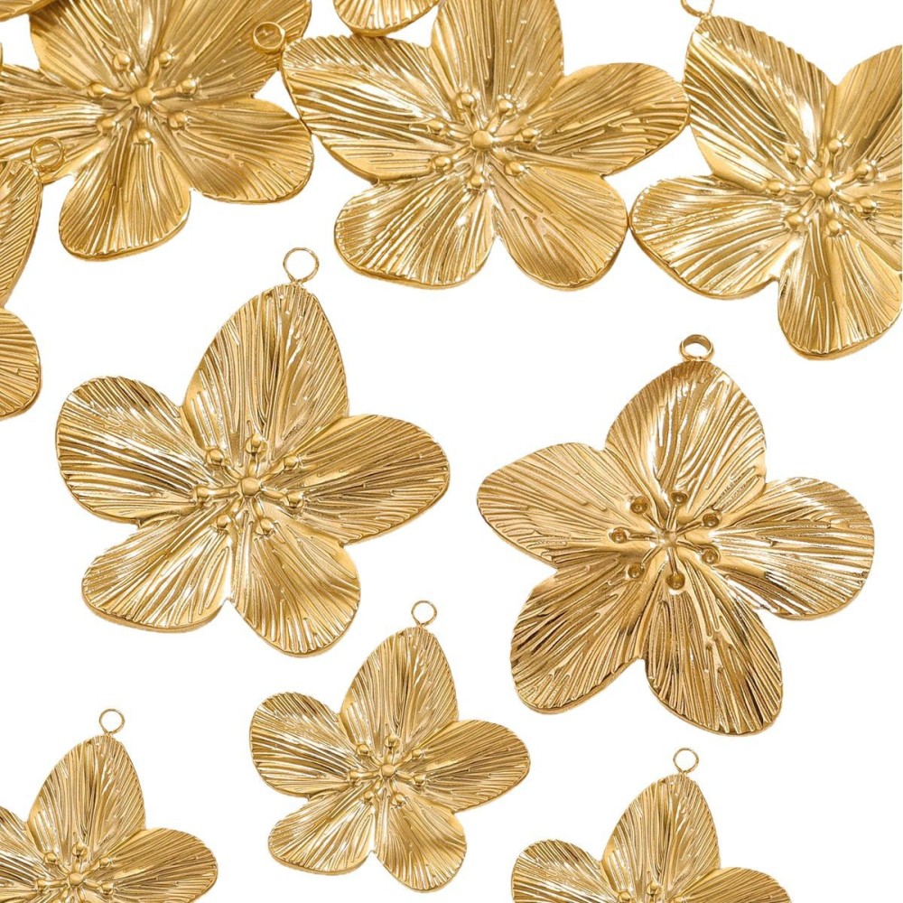 Pendentif Femme Étanche En Acier Inoxydable À Motif Floral (1 Pièce) Image4