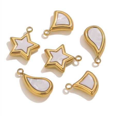Pendentif femme étanche en acier inoxydable, motif coquillage étoile (1 pièce) 2