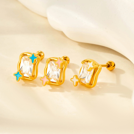 1 boucle d'oreille piercing en cuivre et zircon