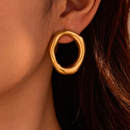 Boucles d'oreilles puces pour femmes, style géométrique simple, en acier inoxydable imperméable, couleur or
