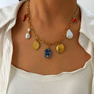 Collier Pendentif Étanche En Acier Inoxydable Couleur Or (1 Pièce) h5 Image4