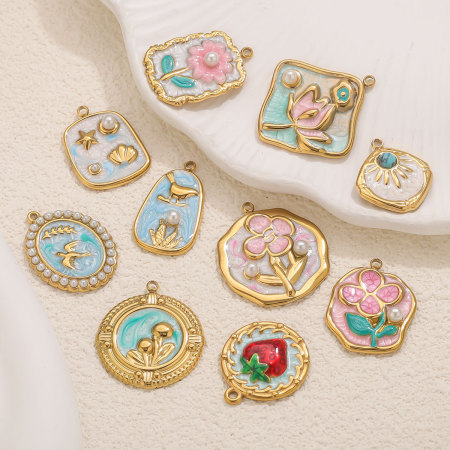 Pendentif romantique à faire soi-même en acier inoxydable étanche pour femme (1 pièce)