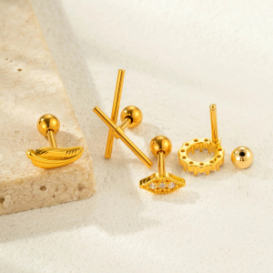 1 Boucle D'Oreille Piercing En Cuivre Et Zircon h5 Image3
