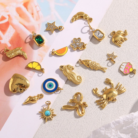 1 paire de pendentifs pour femmes, collection Simple, motif animaux mignons, en acier inoxydable étanche 2