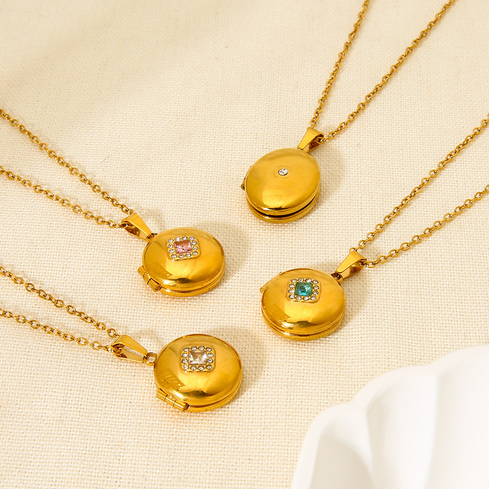 Colliers Pendentifs Pour Femmes, Style Rétro Géométrique, En Acier Inoxydable Étanche, Collection Classique Image3