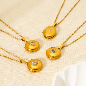 Colliers Pendentifs Pour Femmes, Style Rétro Géométrique, En Acier Inoxydable Étanche, Collection Classique h5 Image3