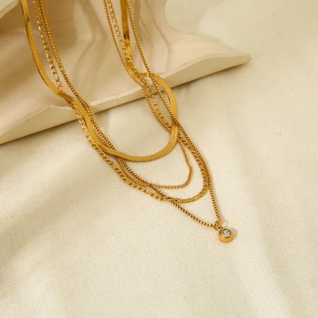 1 paire de colliers pour femmes de la série Luxueuse, classiques, géométriques, en acier inoxydable étanche 2