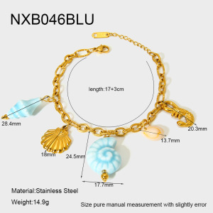 Bracelets À Breloques Pour Femmes Vacation Turtle En Acier Inoxydable Étanche Couleur Or h5 