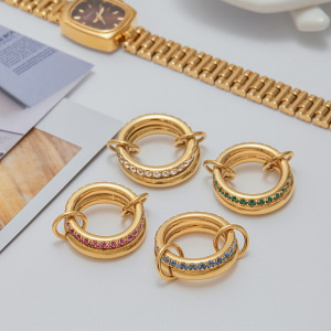 Bague Pour Femme, Collection De Luxe, Classique, Annulaire, En Acier Inoxydable, Étanche, Couleur Or, Sertie De Pierres Précieuses (1 Pièce). h5 Image6