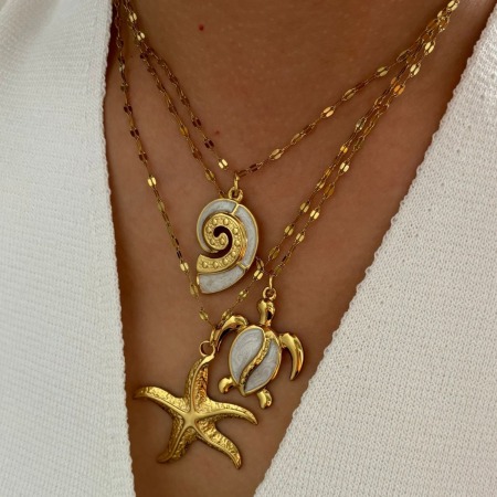 Collier pendentif Oceanic en acier inoxydable étanche couleur or (1 pièce)