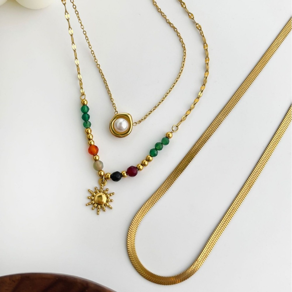 Collier Pendentif Étanche En Acier Inoxydable Couleur Or (1 Pièce) Image4